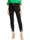 Women's Fabric Capri Trousers Slim Fit Black