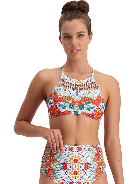 High Neck Bikini Top Floral
