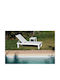 Auxiliary Outdoor Free Standing Table with Polywood Surface and Aluminum Frame White 44x40x45cm