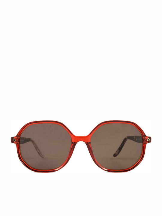 Snob Milano Pupi Women's Sunglasses with Red Plastic Frame and Brown Lens SN113C003Z