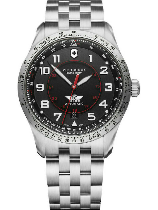 Victorinox Airboss Men's Watch 40mm Chronograph Automatic with Silver Metal Bracelet