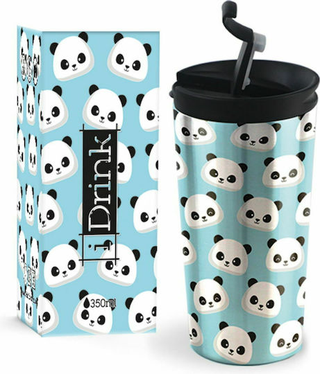 iDrink Panda Ποτήρι Θερμός Ανοξείδωτο BPA Free 350ml Μπλε με Επιστόμιο