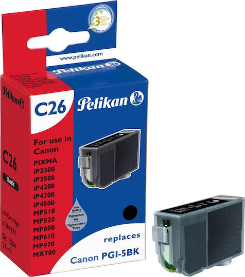 Pelikan C26 Συμβατό Μελάνι Εκτυπωτή InkJet Canon PGI-5BK 27ml Μαύρο