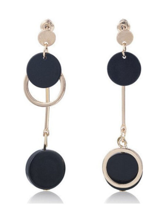 Earrings pendant in gold with black circles