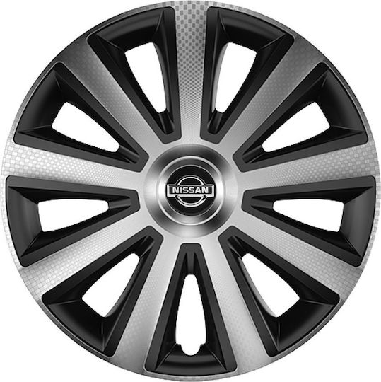 Versaco Set Capace de Roți Auto Aviator Carbon Argintii / Negre cu Compatibilitate Nissan 4 Bucăți 14"