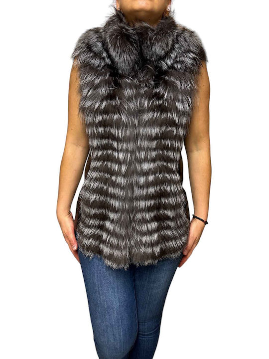 PATMOS WOMEN'S FUR VEST GREY