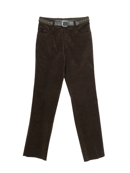 Pantaloni din catifea Luigi Morini Verde măsliniu 9082-42