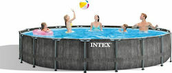 Intex Greywood Prism Frame Στρογγυλή με Μεταλλικό Σκελετό Γκρι