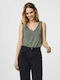 Vero Moda Women's Summer Blouse Sleeveless with V Neckline Green/Laurel Wreath