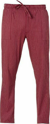 Giblor's Pantaloni de Bucătar cu model Enrico Burgundy cu Elastic în Talie