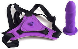 Toyz4lovers Real Safe Hot Stuff Harness με Dildo σε Μωβ Χρώμα