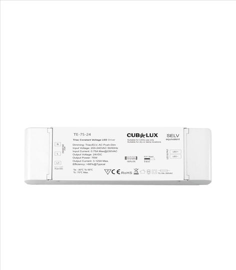 Cubalux Dimmable Τροφοδοτικό LED IP20 Ισχύος 75W με Τάση Εξόδου 24V