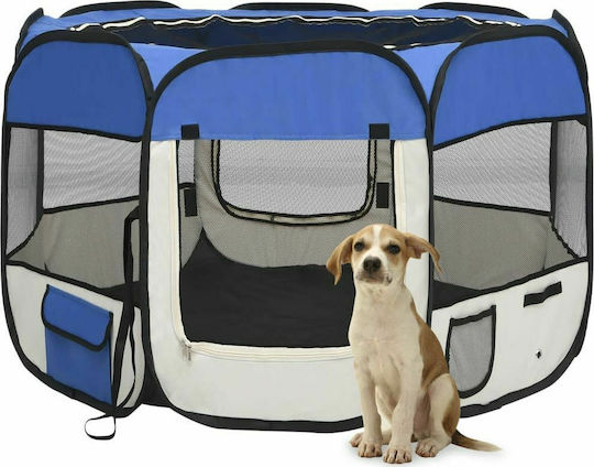vidaXL Foldable Park Dog Folding Blue 90x90x58cm made of Fabric in Blue Color 90 x 90 x 58cm