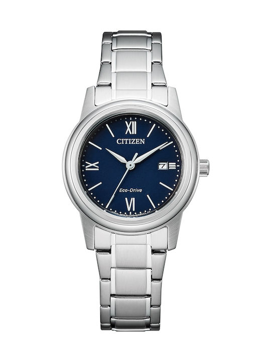 Citizen Γυναικείο Ρολόι 30mm Μπαταρίας με Ασημί Μεταλλικό Μπρασελέ