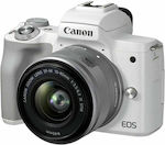Canon Mirrorless Φωτογραφική Μηχανή EOS M50 Mark II Crop Frame Kit (EF-M 15-45mm F3.5-6.3 IS STM) White