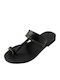 51 Leather Women's Flat Sandals in Black Color