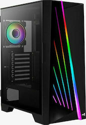 Aerocool Mirage v1 Jocuri Turnul Midi Cutie de calculator cu fereastră laterală și iluminare RGB Negru