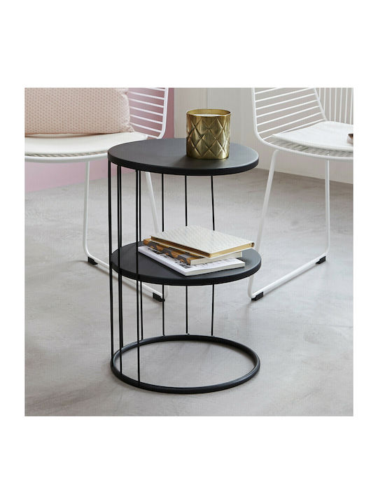Masă Laterală Rotundă Kobu Metalică Neagră L36xL36xÎ52cm