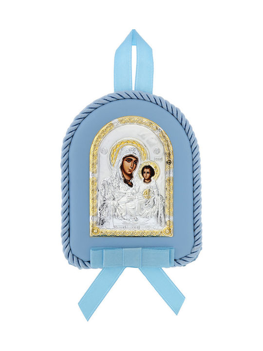 Prince Silvero Jerusalemite Saint Icon Kids Talisman with the Virgin Mary made of Silver MA-D1102E-C