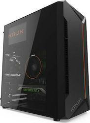 Krux Astro Cube Gaming Midi Tower Κουτί Υπολογιστή με Πλαϊνό Παράθυρο Μαύρο
