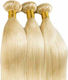 Bioshev Professional Haarteile mit Clip mit Echthaar in Dunkelheit Blond Farbe 613 50cm 613