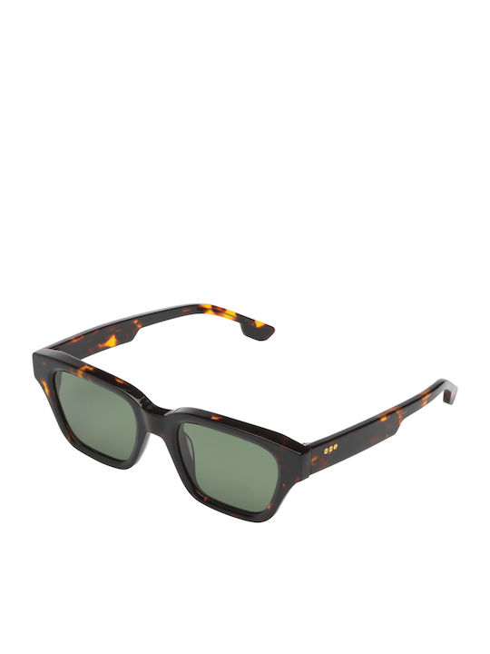 Komono Brooklyn Men's Sunglasses with Brown Tartaruga Acetate Frame and Green Lenses S4813