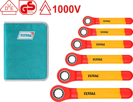 Total Set 6 Single Polygon Wrench Straight with Ratchet Mechanism