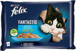 Purina Felix Nasses Katzenfutter für Katze in Beutel mit Lachs 4x85gr