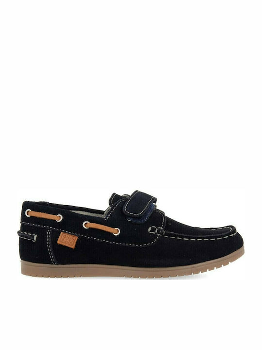 Boys Suede Moccasins with Velcro Navy Blue
