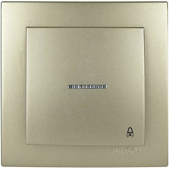 Nilson Knopf Glocke mit Kontrollleuchte 12V in Gold Farbe 24151013