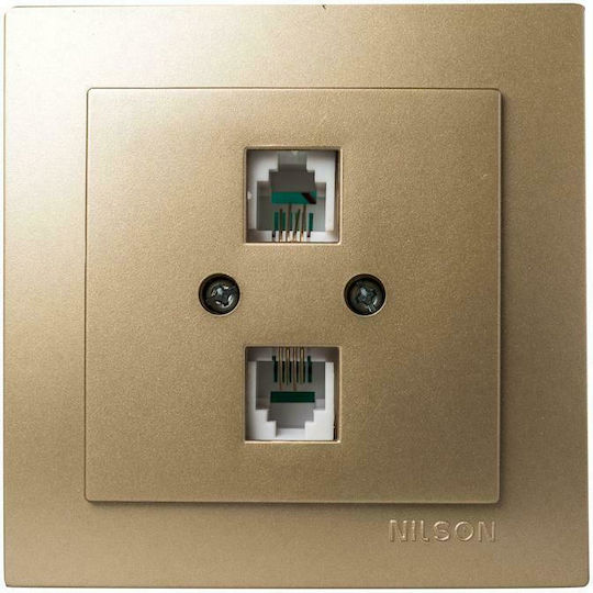 Geyer Nilson Priză de telefon cu cadru Dublu în culoarea Auriu 24151041