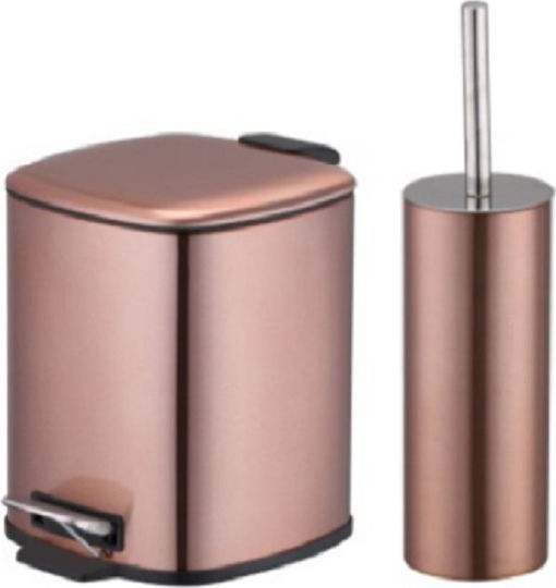 Кош за боклук Soft Close и четка за тоалетна V5275-1 Inox Софт Клоуз 6лт Бронзов