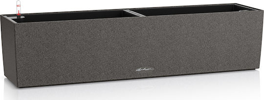 Lechuza Balconera Stone Graphite Black Self-watering Planter Box Plastic Black 79x19x19cm.