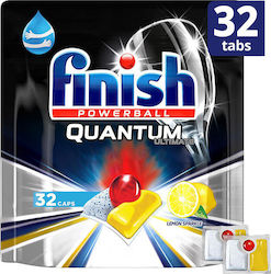 Finish Quantum Ultimate 32 Κάψουλες Πλυντηρίου Πιάτων με Άρωμα Λεμόνι