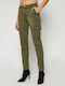 Guess Women's Cotton Cargo Trousers in Slim Fit Khaki