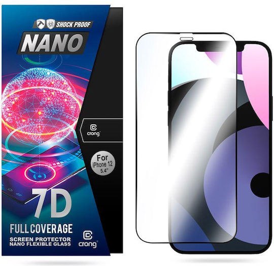 Crong 7D Nano Flexible Full Face Tempered Glass Black (iPhone 12 mini)