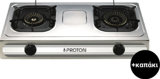Proton SS06 Επιτραπέζια Εστία Υγραερίου Διπλή Inox