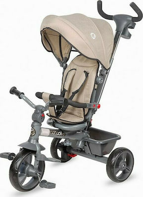 Coccolle Primo Kids Tricycle Foldable, Convertible, With Push Handle & Sunshade for 12+ Months Beige