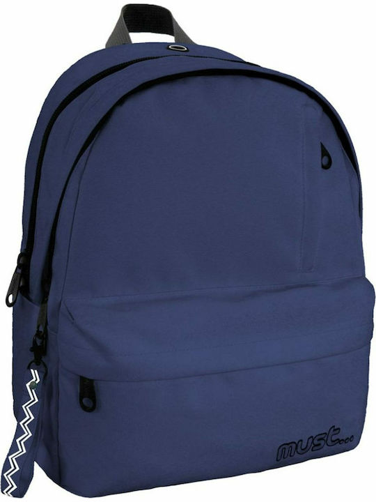 Must Monochrome Rpet Double Blue Navy School Bag Backpack Junior High-High School in Blue color 25lt