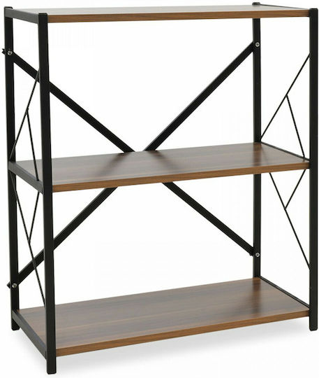 Octava Floor Metal / Chipboard Bookcase Walnut 66x30x85cm