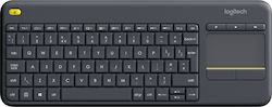 Logitech K400 Plus Kabellos Tastatur mit Touchpad Englisch UK Black