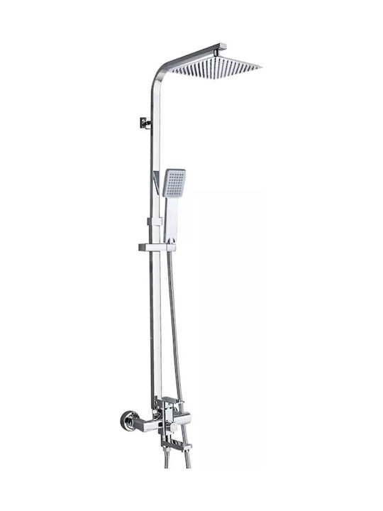 Shinesia Adjustable Shower Column with Mixer 85-124cm Silver