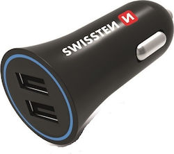 Swissten Car Charger Black Total Intensity 2.4A with Ports: 2xUSB with Cable Micro-USB