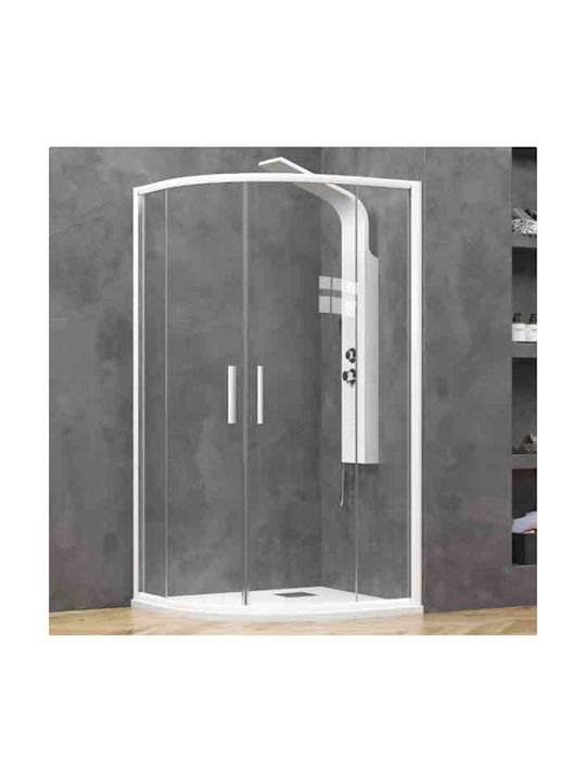 Karag Efe 200 Καμπίνα Ντουζιέρας Ημικυκλική με Ανοιγόμενη Πόρτα 90x90x190cm Clear Glass Bianco