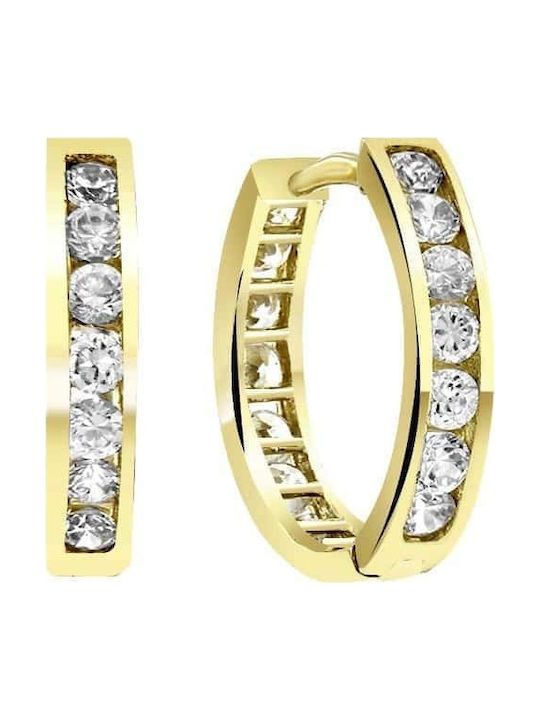 14K Yellow gold hoop earrings with cubic zirconia SK11100295