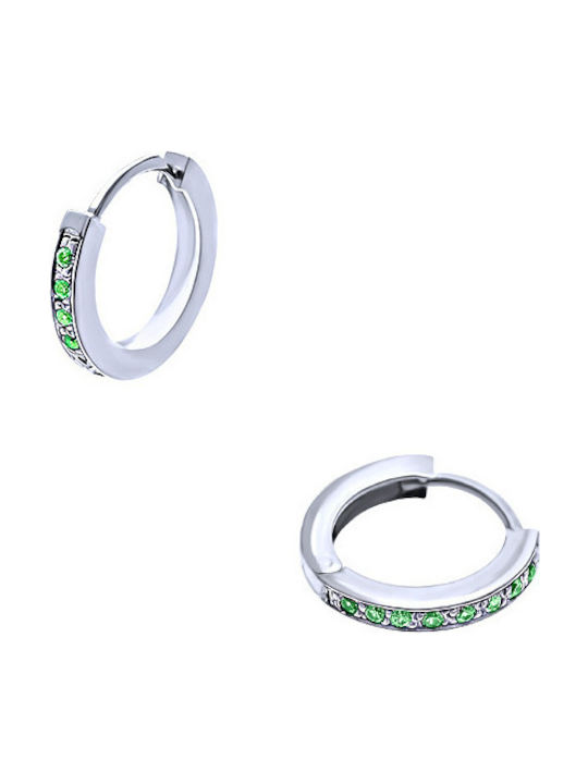 Silver hoop earrings "Green Confidence #1"