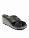 Boxer Anatomic Women's Leather Platform Wedge Sandals Black 10-011