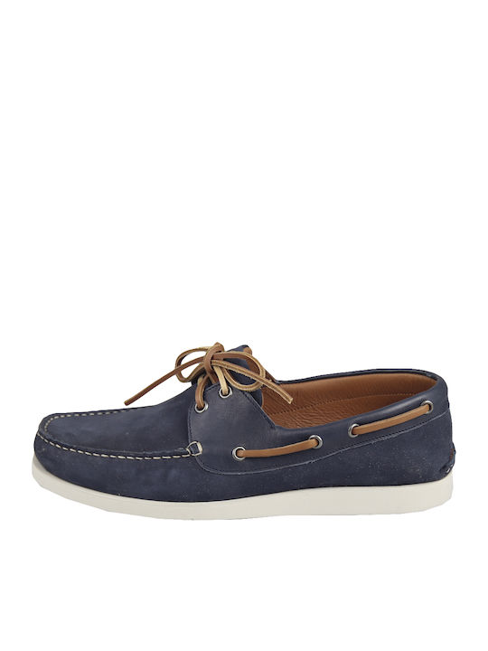 Damiani Men's Leather Boat Shoes Blue