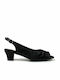 B-Soft Anatomic Peep Toe Black Medium Heels with Strap