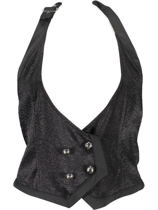 Gaudi 74FD3304 Short Women's Vest with Buttons Black